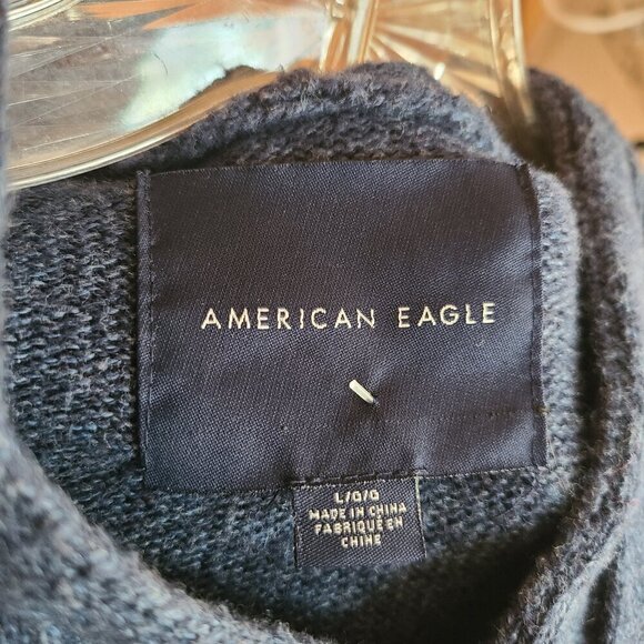 American Eagle Wool Blend LARGE Hoodie Sweater Southwest Knit Tribal Mens Aztec - Picture 5 of 6